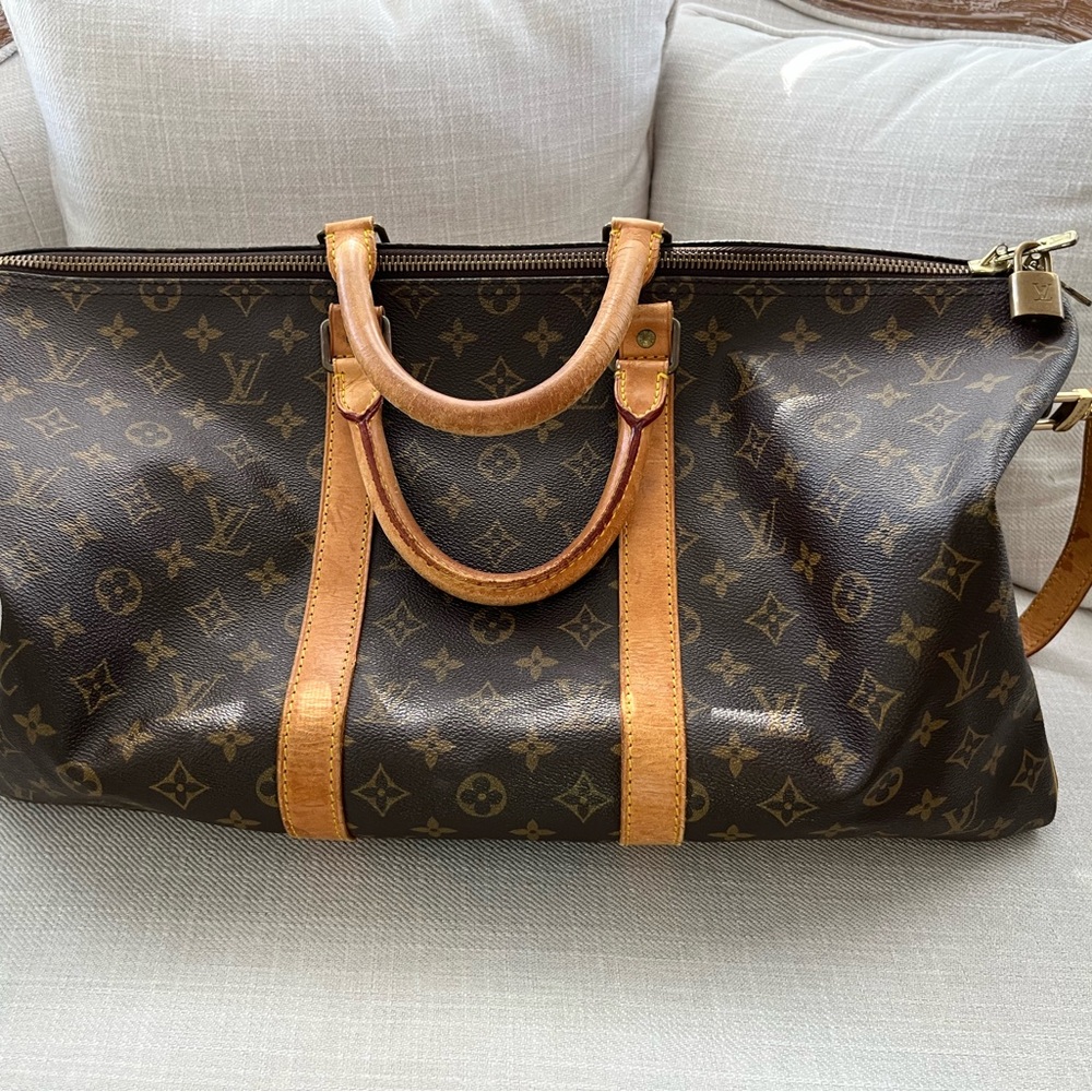 Louis Vuitton Brown Monogram Duffel Bag Keepall 50 vintage